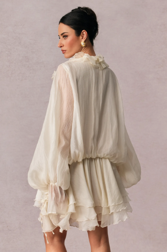 Olive Puff Sleeve Tiered Mini Dress | Dress In Beauty