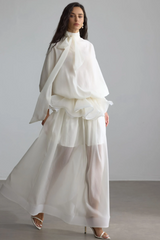 Eliza Tie Neck Semi-Sheer Dress | Dress In Beauty