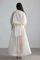 Eliza Tie Neck Semi-Sheer Maxi Dress - View 6 | TEVQA