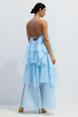 Sibley Halterneck Tiered Ruffle Maxi Dress | Dress In Beauty