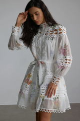 Alice Floral Print Lace Panelled Mini Dress | Dress In Beauty