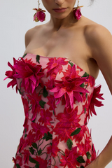 Gloria Floral Embroidery Strapless Maxi Dress | Dress In Beauty