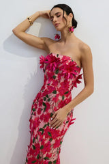 Gloria Strapless Floral Embroidery Maxi Dress - View 6 | TEVQA
