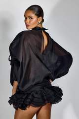 Trina Tie-neck Ruffle Hem Mini Dress | Dress In Beauty