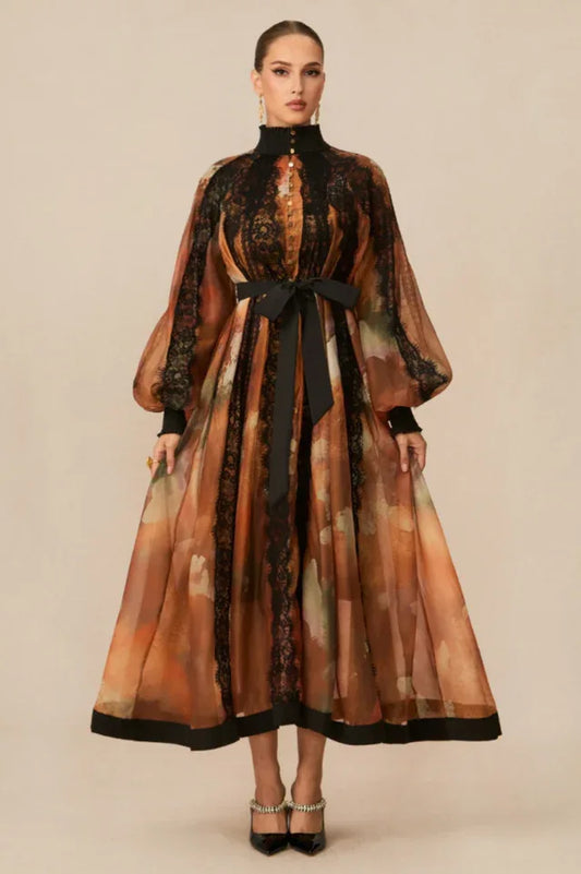 Alluring Glam Lace Panel Midi Dress - TEVQA