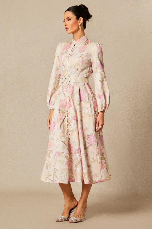 Callie Floral Print Midi Dress - TEVQA