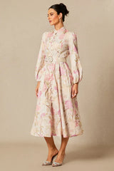 Callie Floral Print Midi Dress - TEVQA
