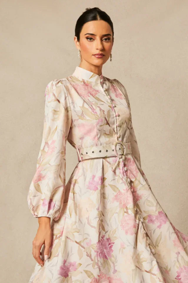 Callie Floral Print Midi Dress - TEVQA