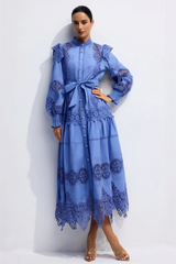 Alina Embroidered Lace Midi Dress