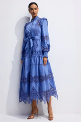 Alina Embroidered Lace Midi Dress