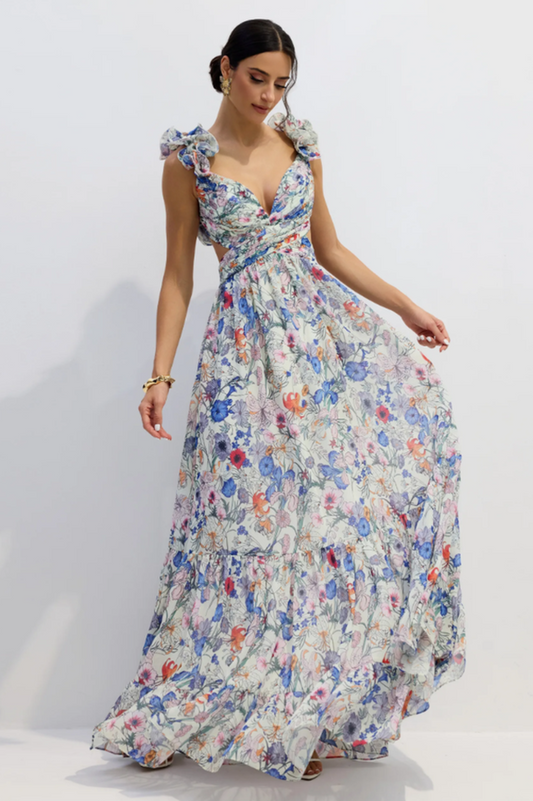 Marissa Cut Out Ruffle Maxi Dress