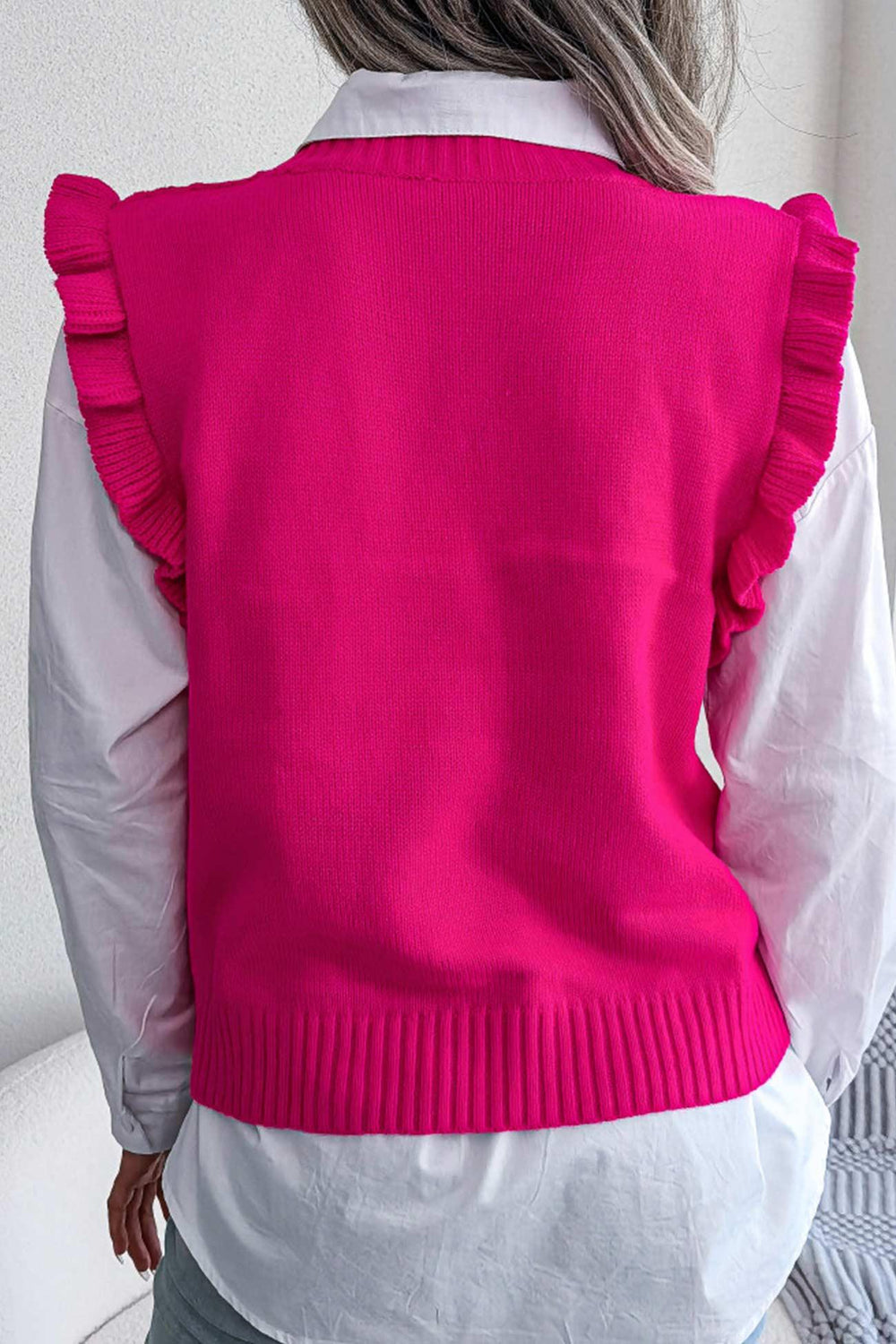 Diamond Knit Sweater Vest - View 6 | TEVQA