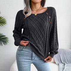 Black Square Neck Pullover Sweater Top