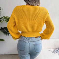 Yellow Cable Knit Sweater - TEVQA