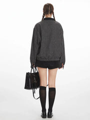 Vintage Reversible Plaid Bomber Jacket - TEVQA