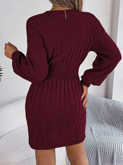 Grey cable knit sweater dress - View 8 | TEVQA