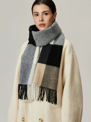 100% Lambswool Plaid Scarf - View 7 | TEVQA
