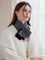 Two-tone knit cross scarf - View 13 | TEVQA