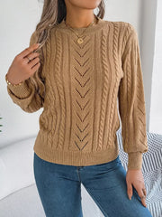 Women's Rust Cable Knit Sweater - TEVQA