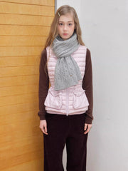 Classic Cable Knit Wool Blend Scarf Grey