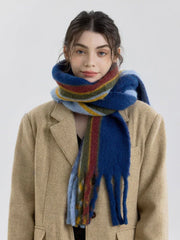 Vintage Striped Wool Blend Scarf - TEVQA