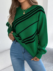 Crimson Vogue Diagonal Stripe Knit Sweater