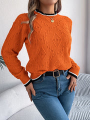Khaki Textured Knit Sweater - TEVQA