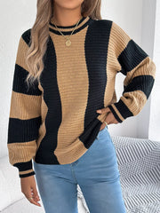 Vertical Stripe Knit Sweater - View 19 | TEVQA