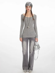 Y2K Grunge Lace Cross Back Long Sleeve Top - TEVQA