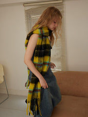 Acubi Style Blue & Teal Plaid Scarf