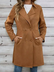 The Harper Faux Suede Mid-Length Coat - TEVQA