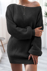 Slouchy Ribbed Knit Sweater Dress - View 12 | TEVQA