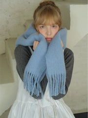 Extra Long Brushed Wool Blend Scarf