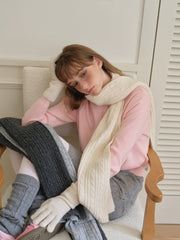 Wool Blend Textured Knit Scarf