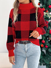 Buffalo Plaid Turtleneck Sweater - View 10 | TEVQA