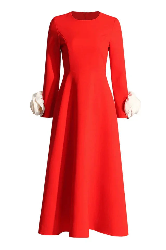 Alyvia Flower Embellished Midi Dress - TEVQA
