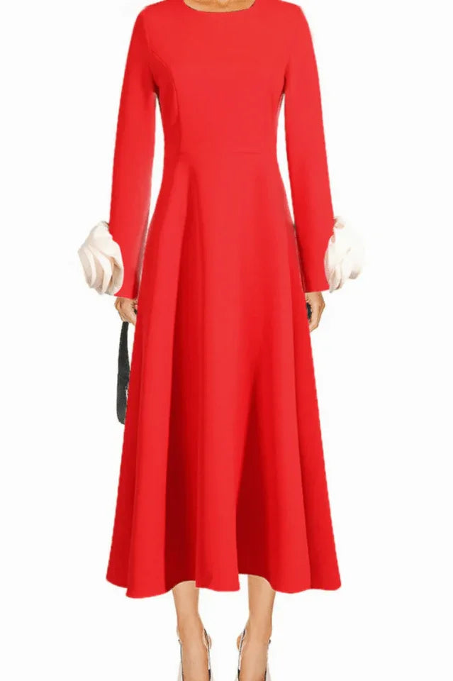 Alyvia Flower Embellished Midi Dress - TEVQA