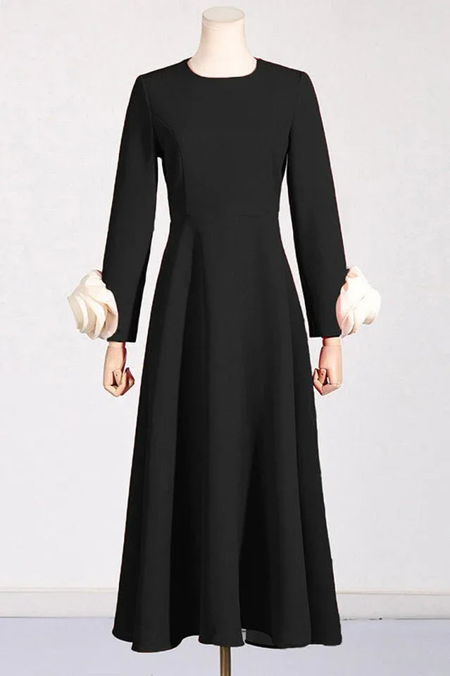 Alyvia Flower Embellished Midi Dress - TEVQA