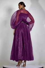 Amanda Semi - sheer Pleated Maxi Dress - Tevqa