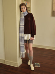 20% New Zealand Wool Blend Red Plaid Brushed Scarf