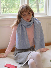 Wool Blend Textured Knit Scarf