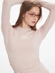 Long Sleeve Ruched Knit Top - View 6 | TEVQA