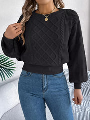 Orange Cable Knit Cinched Waist Sweater - View 18 | TEVQA