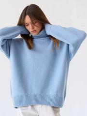 Classic Oversized High Neck Knit Sweater - TEVQA
