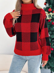 Buffalo Plaid Turtleneck Sweater - View 11 | TEVQA