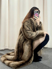 Ultra-Luxe Long Faux Fox Fur Coat - TEVQA