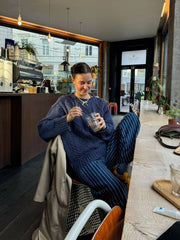 Vintage Navy Cable Knit Sweater - TEVQA