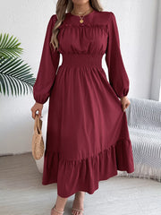 Emerald Green Ruffle Smocked Waist Maxi Dress - View 10 | TEVQA
