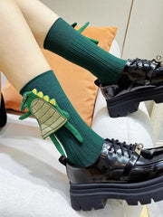 Unisex Ribbed Cotton Socks with 3D Dragon Spikes