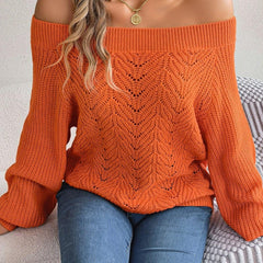 Off-Shoulder Knit Sweater - View 17 | TEVQA